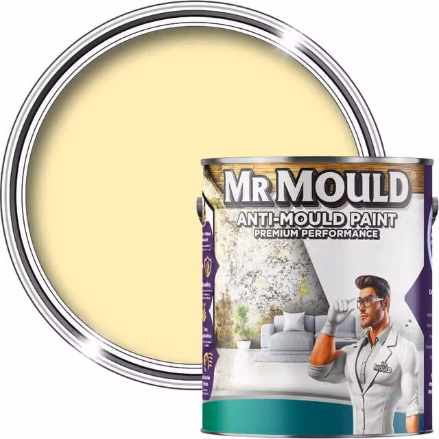 MR MOULD Anti-Mould Paint for Interior Walls and Ceilings, Light Yellow, 1L – 1