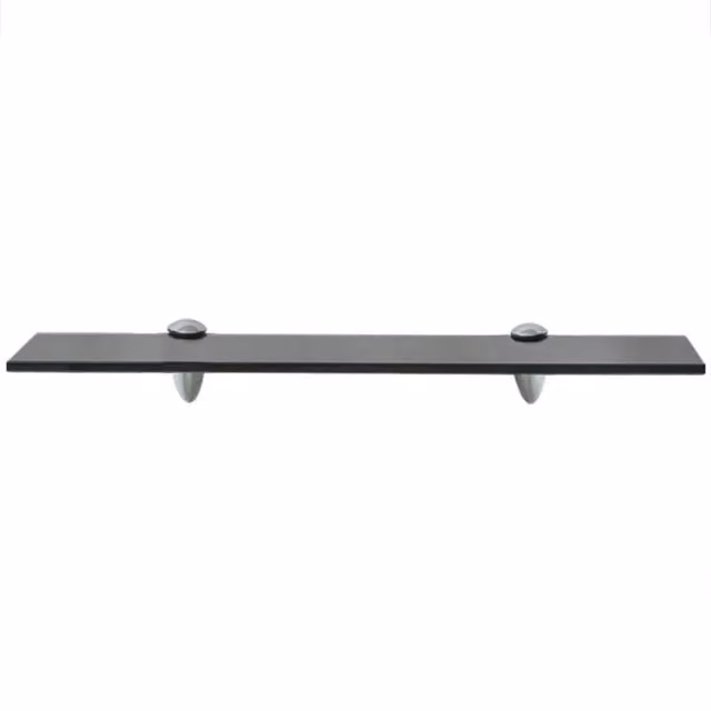 Berkfield Home Modern Floating Glass Shelves, 2 Pack, Black, W: 50 cm, D: 10 cm, Thickness: 8 mm