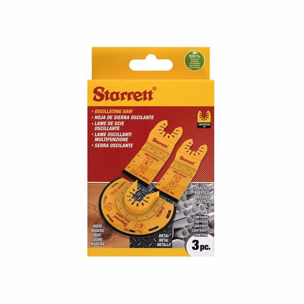 Starrett KSO-0300 3 Piece Oscillating Blade Set for Wood and Plastic in Yellow – 2