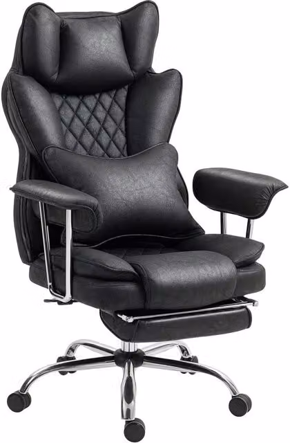 Rolipo Black Reclining Leathaire Executive Office Chair with Lumbar Support and Headrest