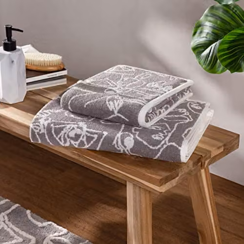 Furn Everybody Grey Graphic Cotton Terry Hand Towel, W: 50 cm, H: 85 cm – 3