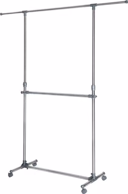tectake Minimalist Metal Clothes Rail in Grey and Silver, W/D/H: 165 x 48 x 200 cm