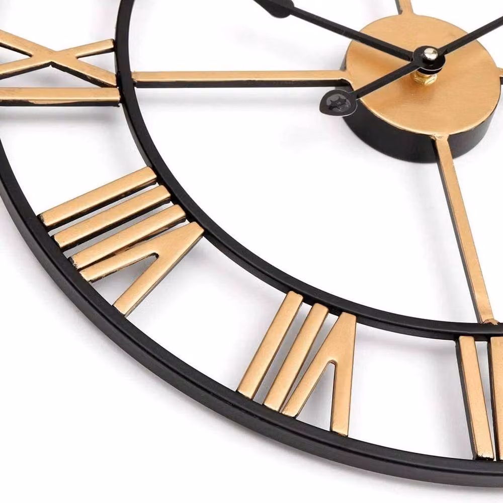 KORVIXA Large Round Gold Metal Analog Wall and Garden Clock, Diameter: 100 cm – 3