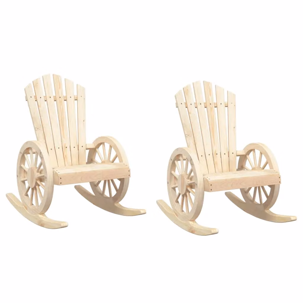 Berkfield Home Set of 2 Rocking Adirondack Chairs in Brown Solid Wood – 2
