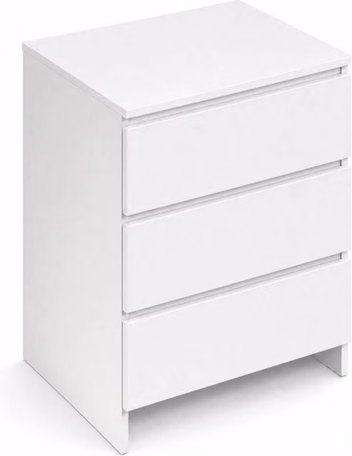 KORVIXA White 3 Drawer Chest of Drawers for Bedroom Storage