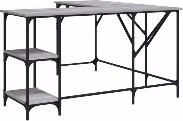 Berkfield Home Grey Sonoma Corner Desk in Engineered Wood W/D/H: 139 x 139 x 75 cm – 1