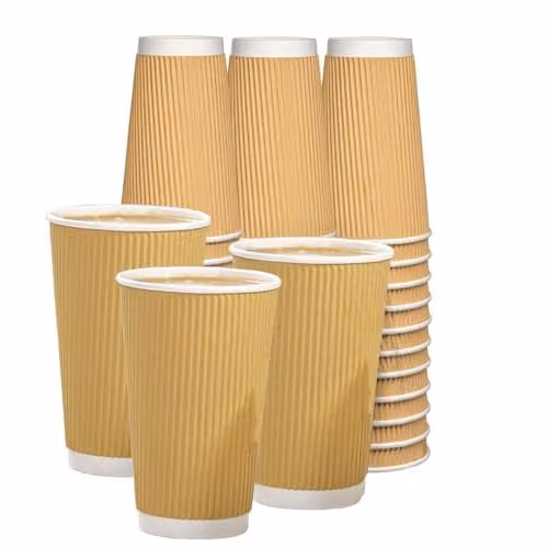 ECONX Brown Double Walled Disposable Paper Coffee Cups with Lids, 473 ml, Pack of 50 – 1