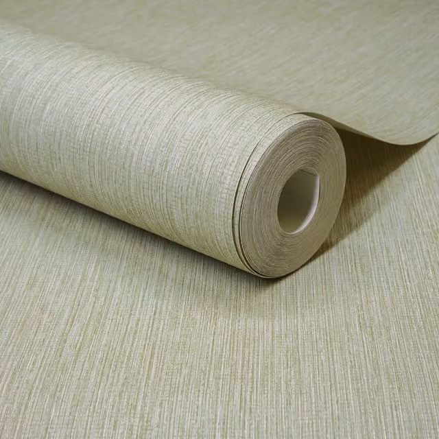 Grandeco Boutique Rays Grasscloth Effect Green Botanical Vinyl Wallpaper
