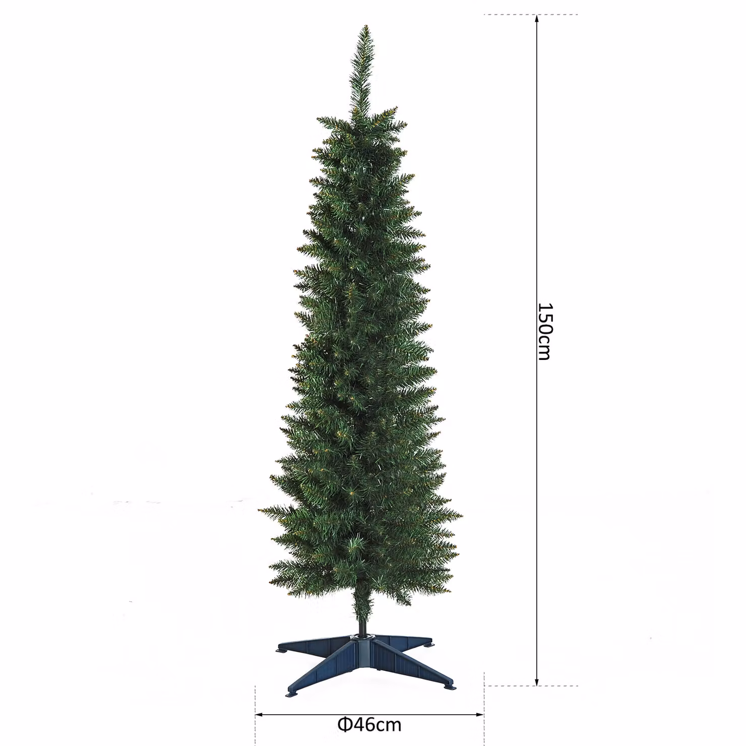 HOMCOM 150 cm Artificial Green Christmas Pine Tree with Plastic Stand – 3