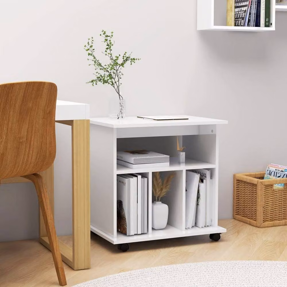 Berkfield Home Rolling Cabinet in High Gloss White, W/D/H: 60 x 45 x 60 cm – 2