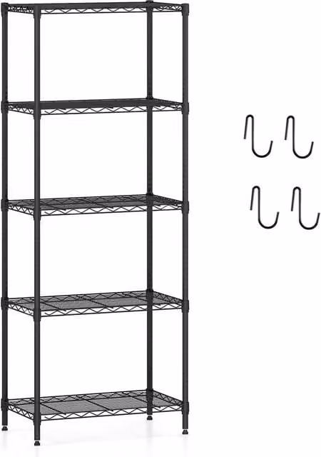 Costway 5-Tier Adjustable Metal Wire Shelving Unit in Black – 1