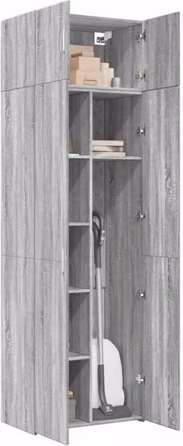 Berkfield Home Grey Sonoma Storage Cabinet with Hinged Doors, W: 70 cm, D: 42.5 cm, H: 225 cm