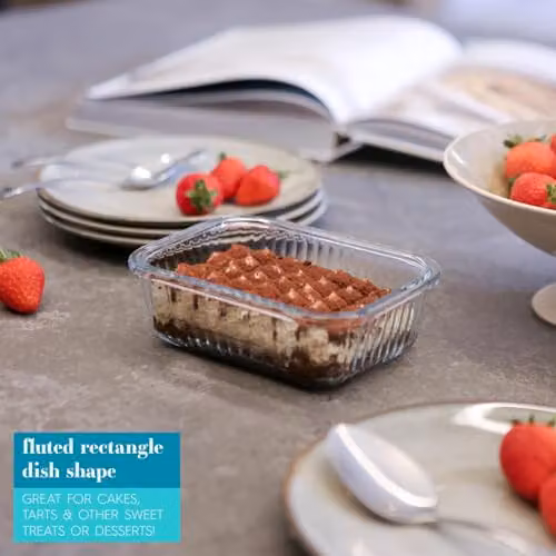 Argon Tableware Optical Rectangular Glass Cake Dish, Transparent, W: 17 cm, D: 12.5 cm, H: 5 cm – 3