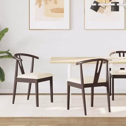 vidaXL Set of 2 Dining Chairs in Brown Solid Rubber Wood with Armrests – 2