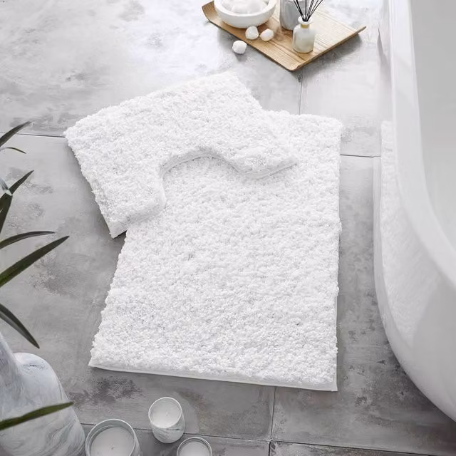 Gaveno Cavailia 2 Piece Zero Twist Cotton Bath Mat Set in White