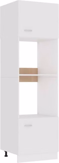 Berkfield Home White Microwave Cabinet with Internal Shelves and Open Shelf, W/D/H: 60 x 57 x 207 cm