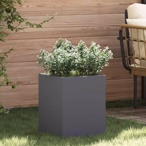 vidaXL Anthracite Steel Garden Planter Tub W/D/H: 32 x 32 x 40 cm – 2