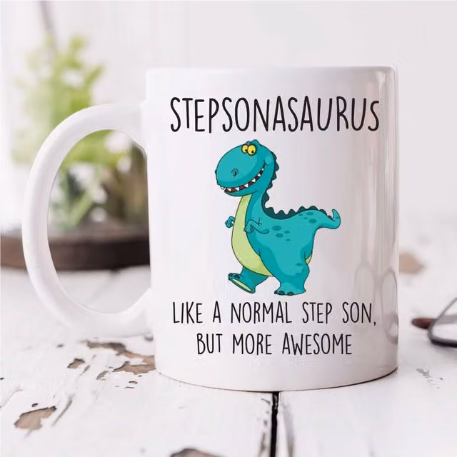 60 Second Makeover Stepsonasaurus Men's Ceramic Mug in White