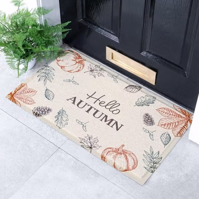 Artsy Mats Hello Autumn Indoor Outdoor Doormat, Multicolour, W: 60 cm, D: 90 cm – 1