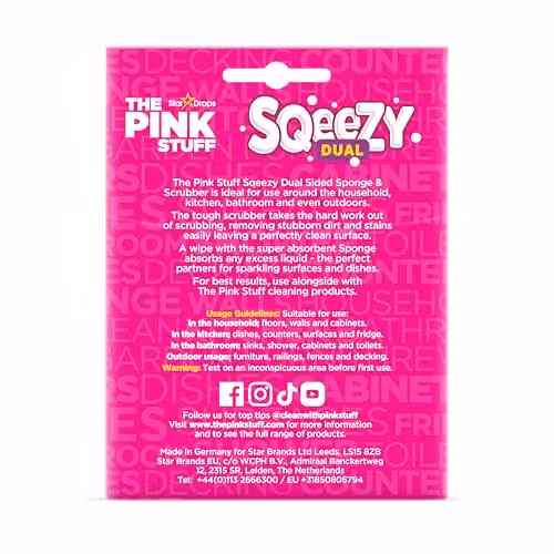 The Pink Stuff SQeeZY Dual Sided Scrubber Sponge in Pink and Multicolour – 7