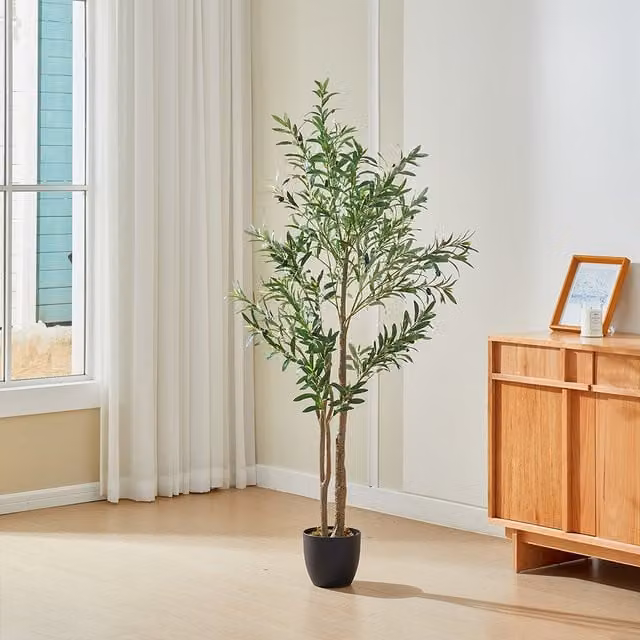 Breeins Artificial Mediterranean Olive Tree in Green Pot, Height: 175 cm