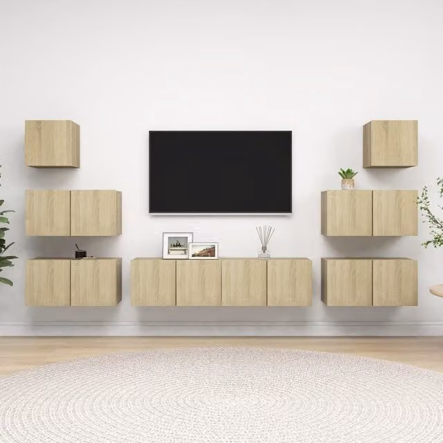 Berkfield Home 8 Piece Sonoma Oak TV Cabinet Set in Brown