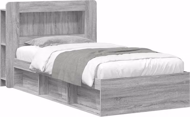 Berkfield Home Modern Bed Frame with Storage Drawers in Grey Sonoma, W/D/H: 80 x 200 cm, Engineered Wood – 1