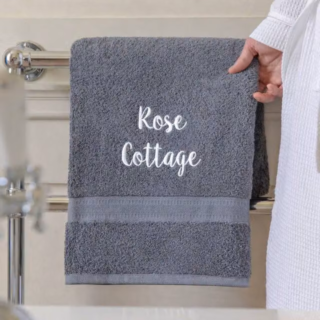 Duncan Stewart Personalised Luxury Grey Cotton Terry Hand Towel