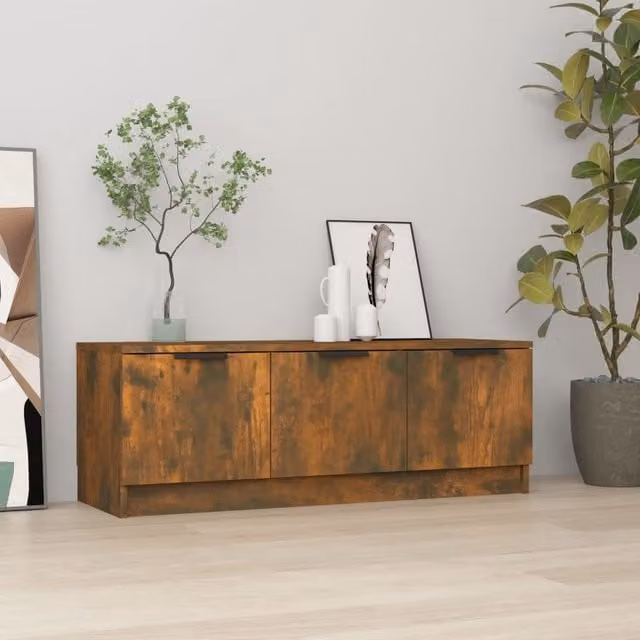 Berkfield Home Smoked Oak TV Cabinet in Brown, W/D/H: 102 x 35 x 36.5 cm