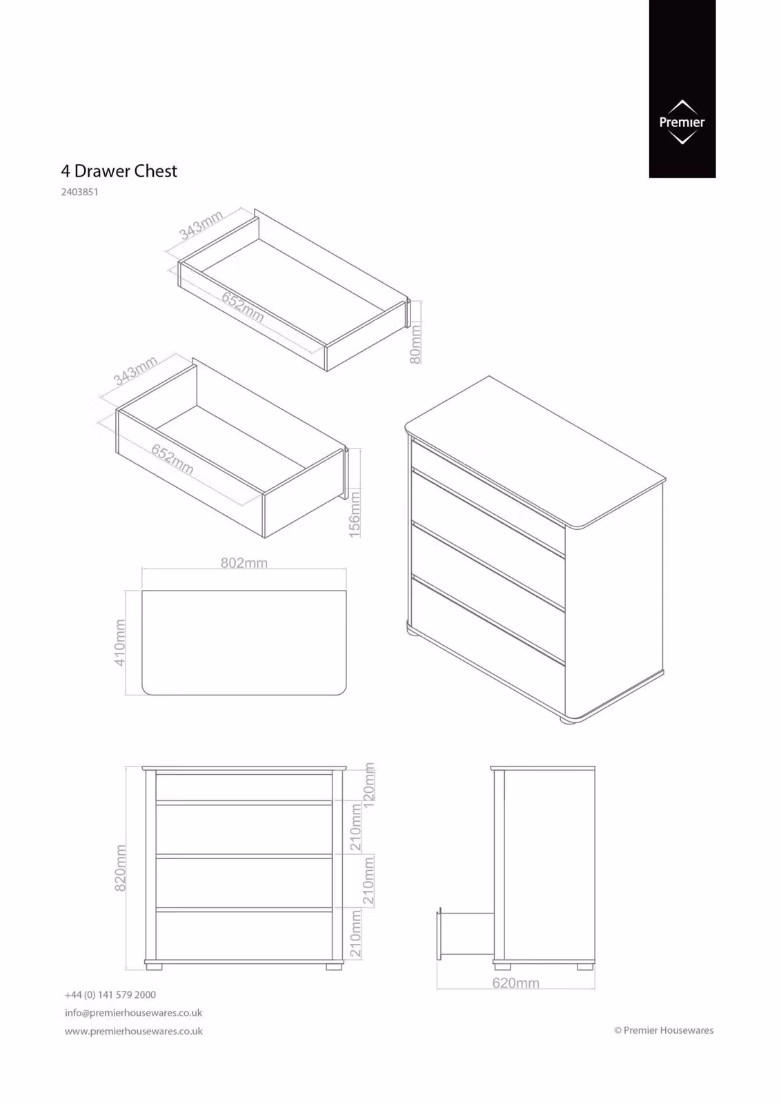 Orsina Black High Gloss 4 Drawer Chest, Modern Minimalist Storage for Bedroom or Living Room, W/D/H: 80 x 40 x 80 cm – 2