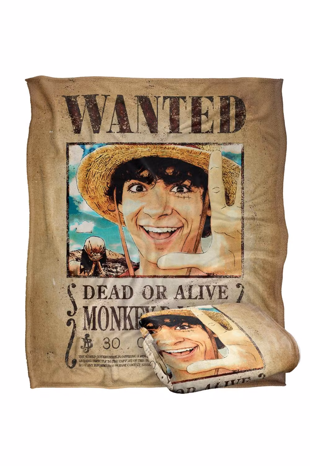 Netflix One Piece Monkey D. Luffy Wanted Poster Soft Fleece Throw Blanket, Multicolour, W: 152 cm, D: 127 cm – 2