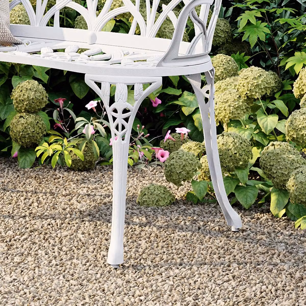 Charles Bentley White Tulip 2-Seater Cast Aluminium Garden Bench – 3