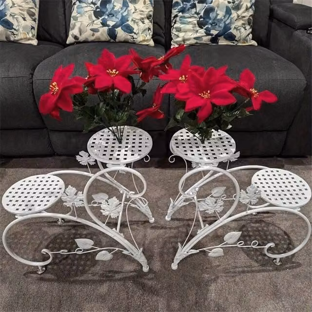 EONLION Wrought Iron Plant Shelf in White Matt Metal