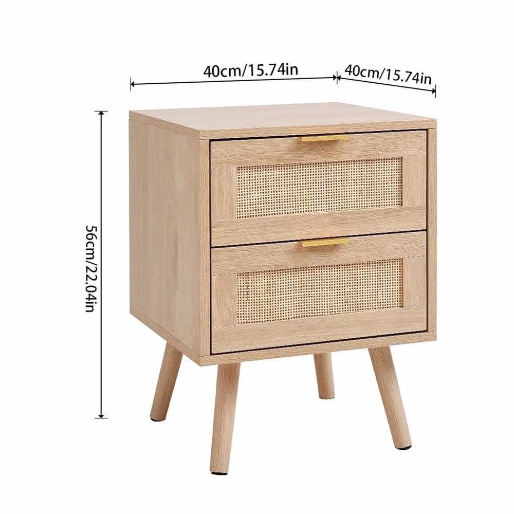 KORVIXA Set of 2 Scandinavian Style Bedside Tables with Soft Close Drawers in Brown and Beige – 1