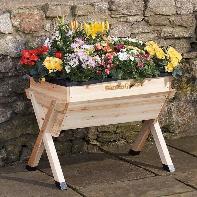 Garden Grow Wooden Raised Vegetable Planter in Brown