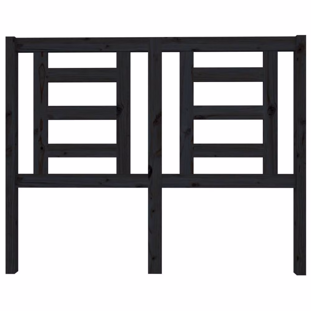 Berkfield Home Rustic Solid Wood Pine Bed Headboard in Black, W/D/H: 126 x 4 x 100 cm – 3