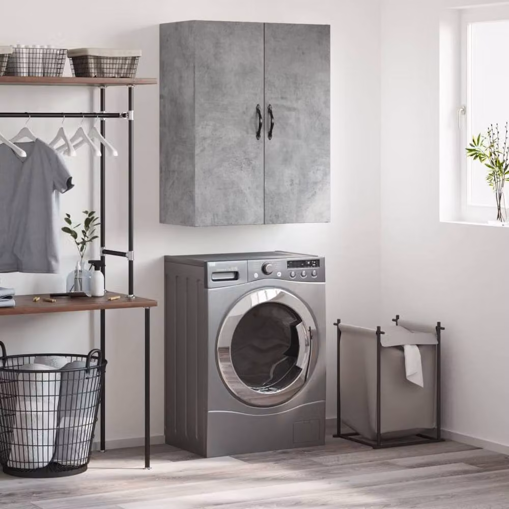 Berkfield Home Wall Mounted Industrial Cabinet in Concrete Grey, W/D/H: 69.5 x 34 x 90 cm – 2