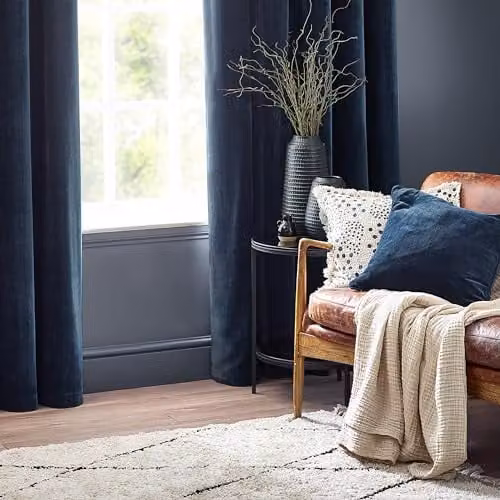 Yard Blue Chenille Polyester Square Filled Cushion W/D/H: 50 x 50 x 50 cm – 4
