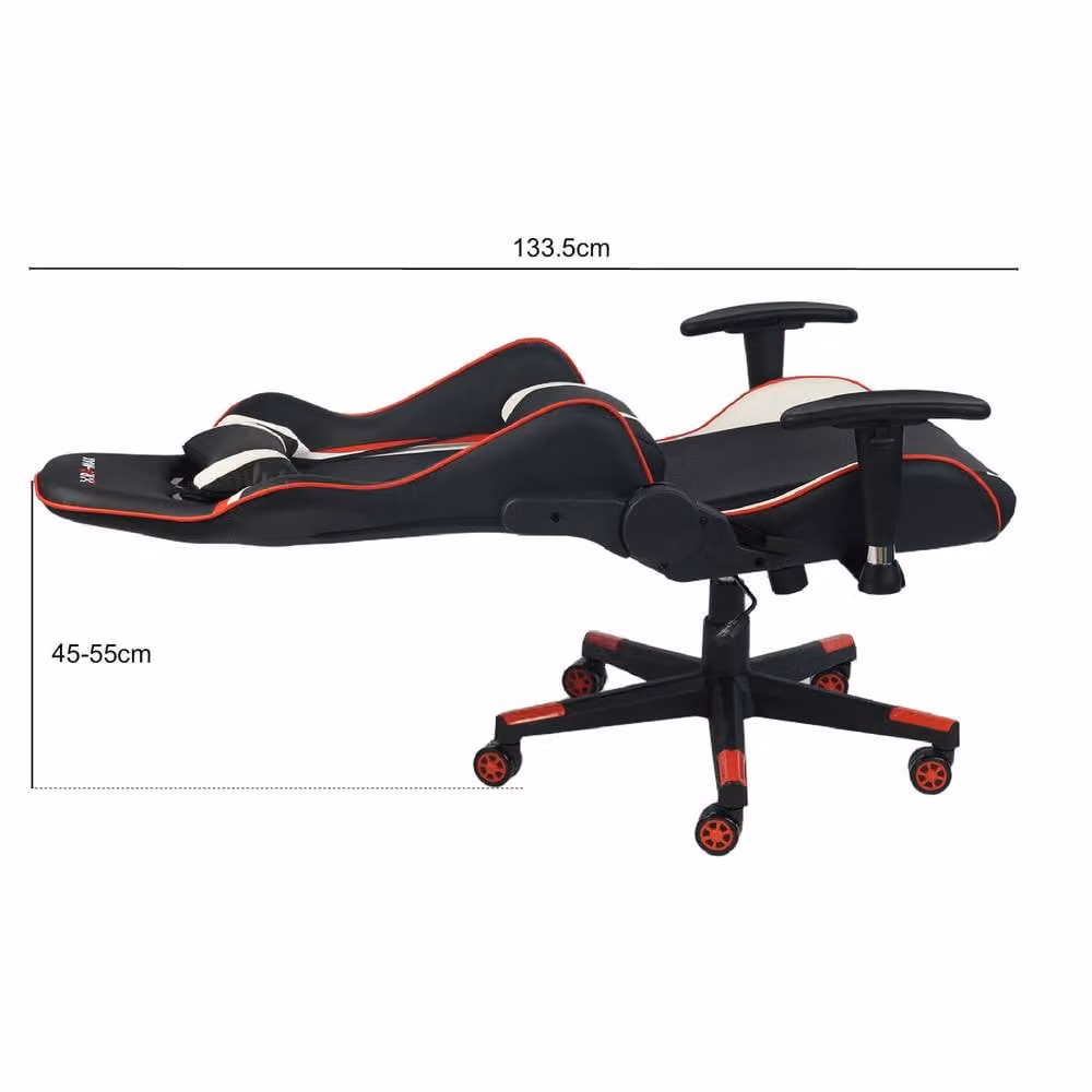 RayGar RG-MAX Pro Reclining Gaming Chair in Red and Black with Headrest and Armrests – 5