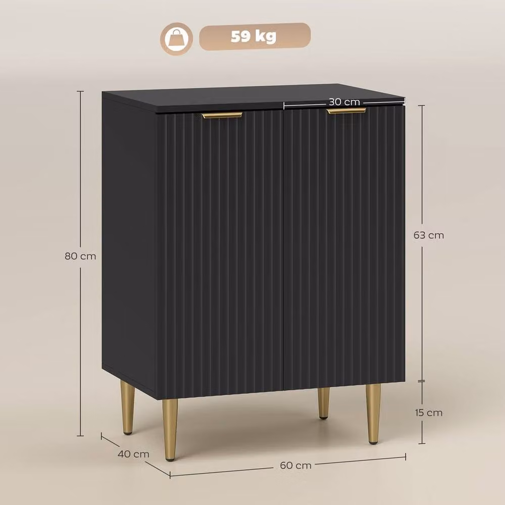 EONLION Modern Black Buffet Sideboard Cabinet with Adjustable Shelf, W: 60 cm, D: 40 cm, H: 80 cm – 2