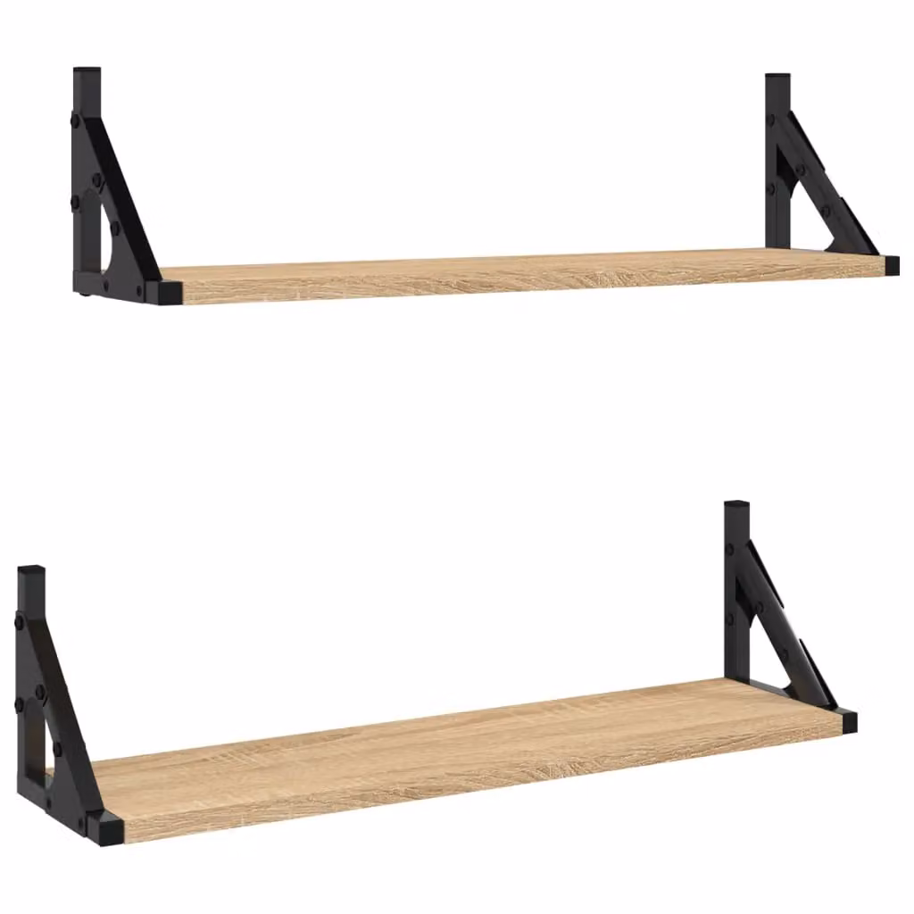 Berkfield Home Wall Mounted Shelves, 2 Pack, Sonoma Oak Brown, W: 60 cm, D: 15 cm, H: 15.5 cm – 2