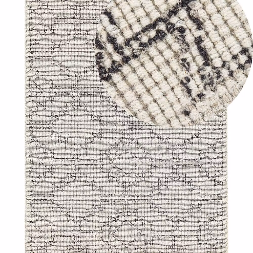 Wyld and Coco Beige and Black Hand-Tufted Geometric Wool Rug, W: 140 cm, D: 200 cm – 2