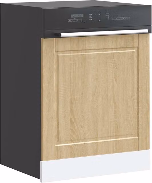 Berkfield Home Dishwasher Panel Porto Sonoma Oak in Brown, W/D/H: 60 x 1.5 x 67 cm