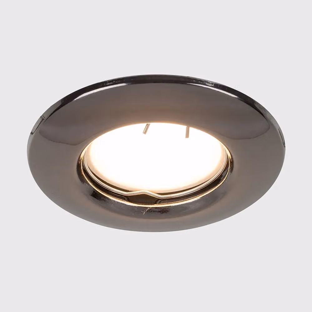 ValueLights Modern Black and Chrome Metal Fixed Downlight Ceiling Light Fitting – 3