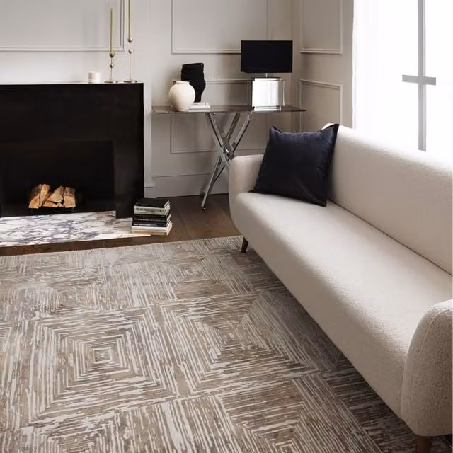 Furniturebox UK Iona Beige Textured Squares Pattern Rug, W: 230 cm, D: 160 cm