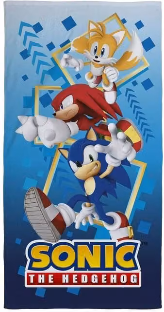 Sonic the Hedgehog Bounce Cotton Beach Towel in Bright Blue – 1