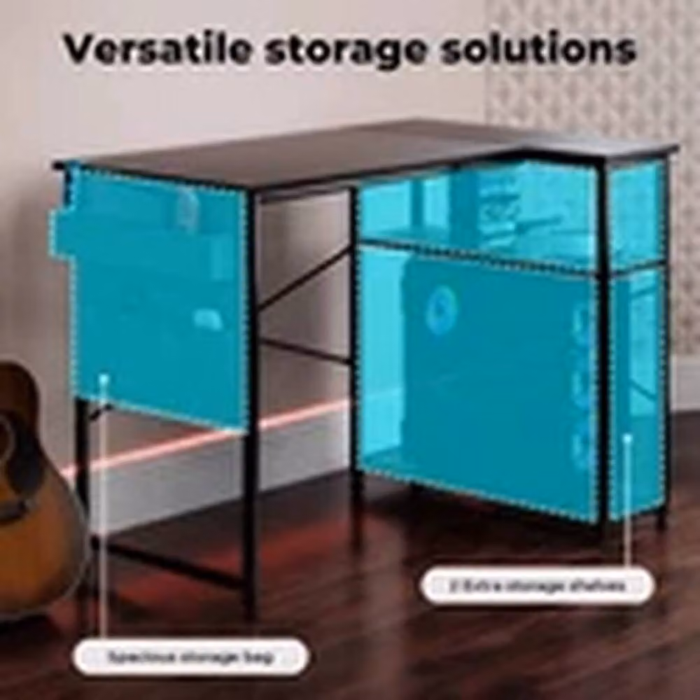 Havendro Levede L-shaped Gaming Desk with 2 Storage Shelves in Black – 2
