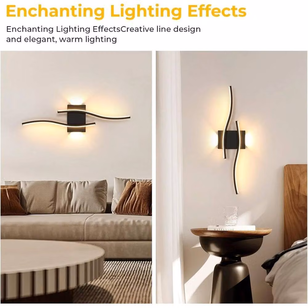 Kelvenix Set of 2 Modern LED Up and Down Wall Lamps in Black – 2