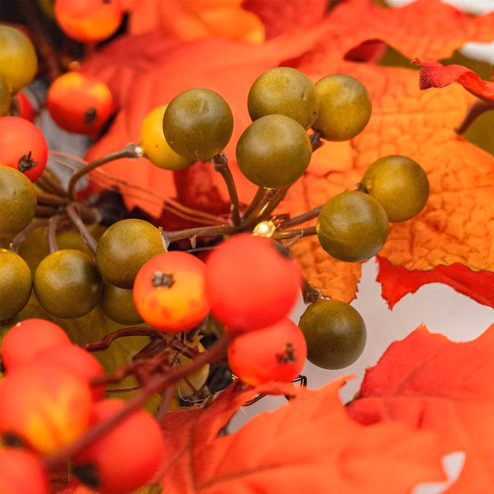 BOSK Autumn Blaze LED Garland with Warm White Microbulbs in Orange, Red, Yellow and Green, Length: 182.88 cm, Diameter: 30.48 cm – 3