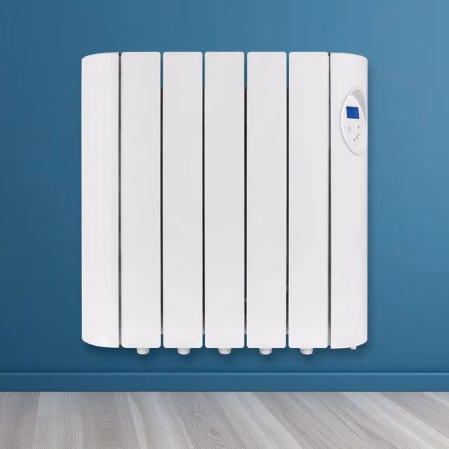 Futura White Wall Mounted Oil Filled Electric Radiator with Digital Thermostat and Timer